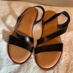 Black leather sandals